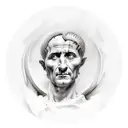 Julius Caesar statue with renaissance ceiling in background and renaissance scrolls on sides tattoo design idea