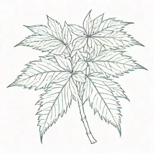 negitive shaded marajuana leaf smoke filler tattoo design idea