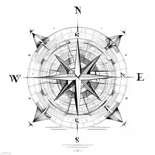A detailed map of the world with a compass rose, incorporating elements from Bon Iver's album covers tattoo design idea