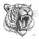 sabertooth tiger face tattoo design idea