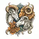 leo and aries zodiac sign tattoo design idea