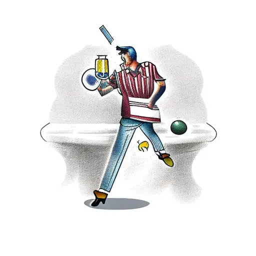 A pharmacist mixing potions in Stadium of football tattoo design idea