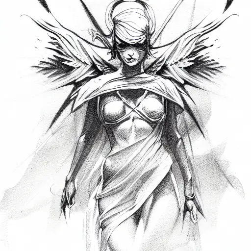 Evil angel tattoo design idea