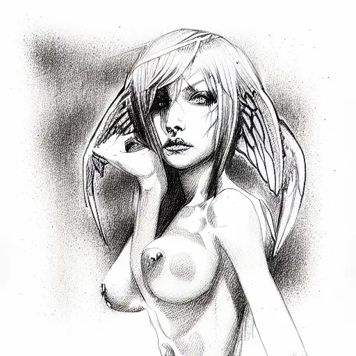 Sexy Evil angel tattoo design idea