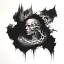 beksinski, vertical, amorphous  tattoo design idea