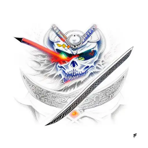 espada samurai oscura desafiando la vida tattoo design idea