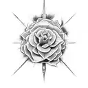 cross, flowers, clouds tattoo design idea