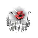 red poppies with words lest we forget tattoo design idea