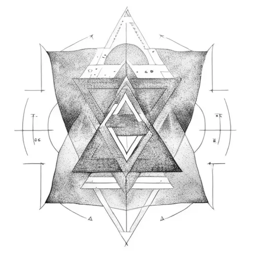 four elements (earth, air, water and fire) made in triangle's and those triangles forms a triangle tattoo design idea