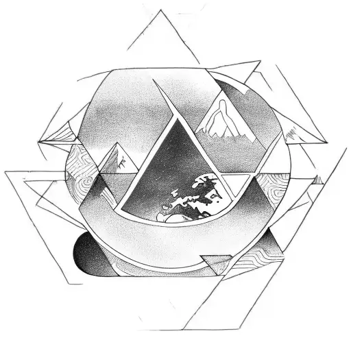 four elements (earth, air, water and fire) made in triangle's and those triangles forms a triangle.  tattoo design idea