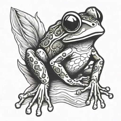 cute frog  tattoo design idea