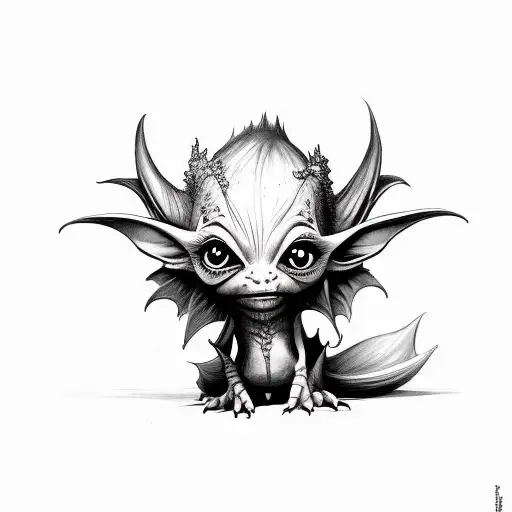 gothic cute full body fairy goblin  tattoo design idea