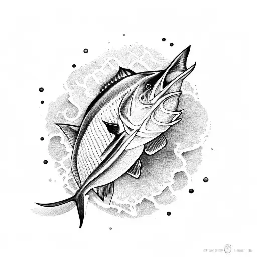 blue marlin tattoo design idea