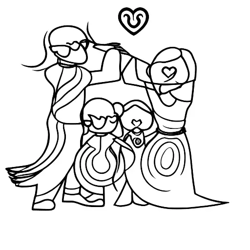 A silhouette of a family holding hands, symbolizing unity and love tattoo design idea