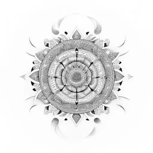An intricate mandala design incorporating elements of management, symbolizing balance and harmony in both personal and professional life tattoo design idea