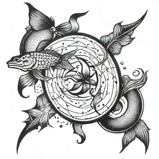 pisces, Aquarius, Aries and Virgo constellation tattoo design idea