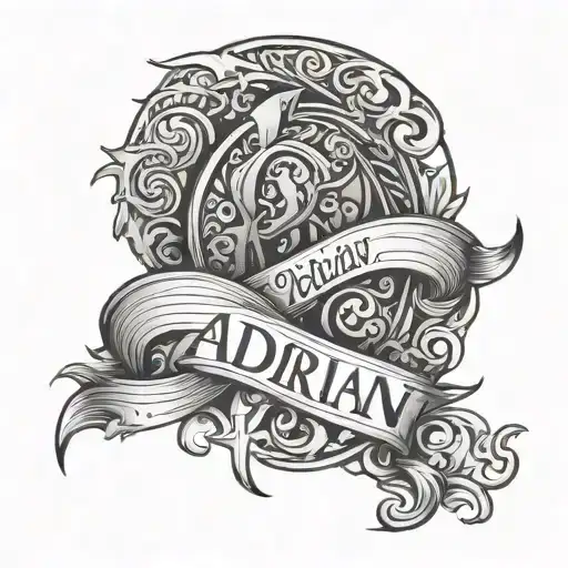 adrian name written tattoo design idea