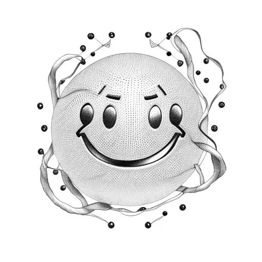 basketball smiley face tattoo design idea