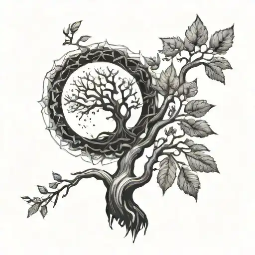 life of tree sun and moon  tattoo design idea