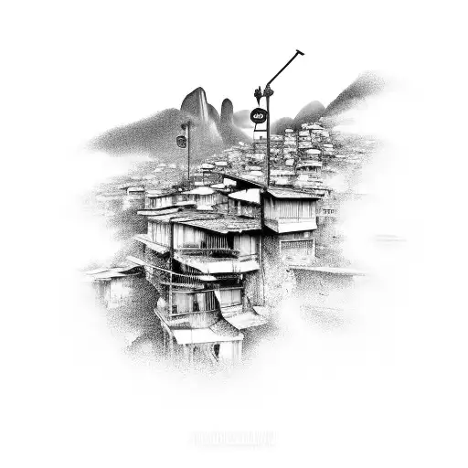 rio de janeiro with favela and criminald tattoo design idea