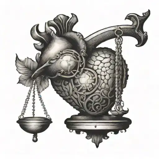 Weighing the heart and mind on the scales tattoo design idea