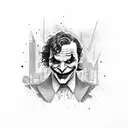 joker standing on building saying haha tattoo design idea