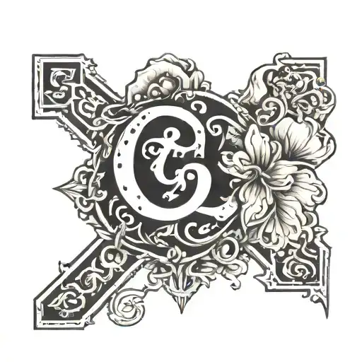 manly hand letter G in middle and elements from my life story which resembles struggles, travels, 2 cute dog paw, zenith tattoo design idea