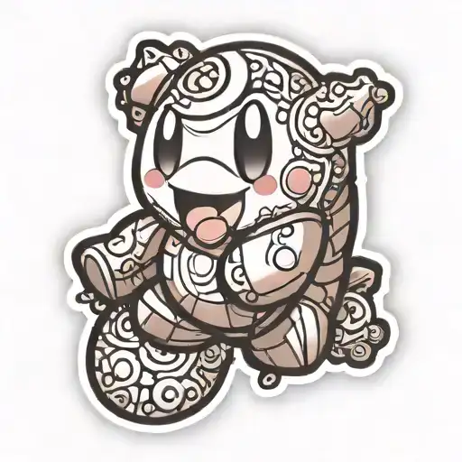 Kirby smiling. 3-D sticker tattoo tattoo design idea