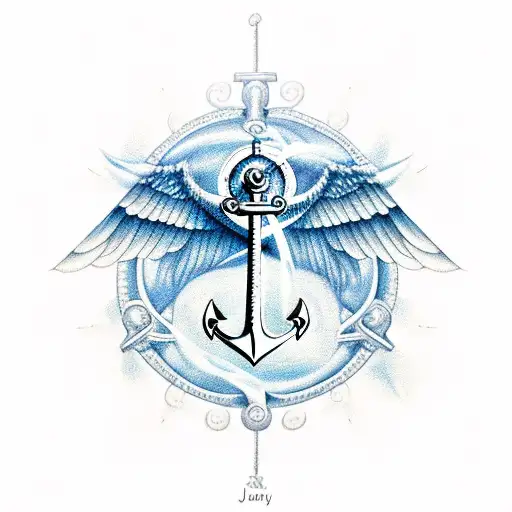 sunshine, anchor, eye, magic, wings, light, water waves, love, ambition, joy, pillar of strength tattoo design idea