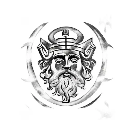 dive flag with Greek god Poseidon tattoo design idea