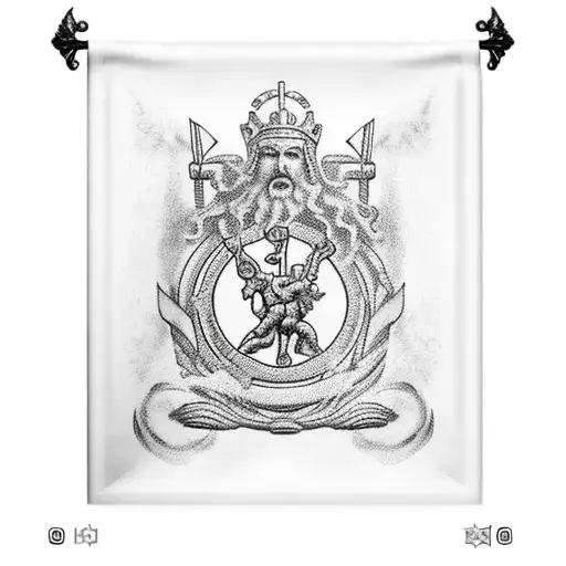 dive flag with Greek god Poseidon tattoo design idea