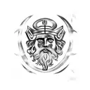 dive flag with Greek god Poseidon tattoo design idea