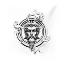 dive flag with Greek god Poseidon tattoo design idea