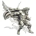 Zeus with lightning bolt tattoo design idea