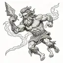 Zeus with lightning bolt tattoo design idea
