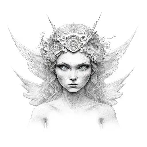 angel face tattoo design idea
