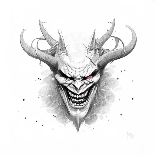 devil face tattoo design idea