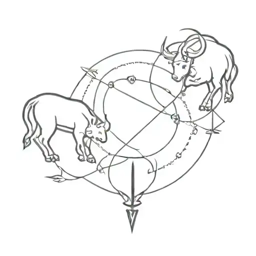A minimalist design combining the zodiac signs of Capricorn, Taurus, and Leo in a harmonious balance tattoo design idea
