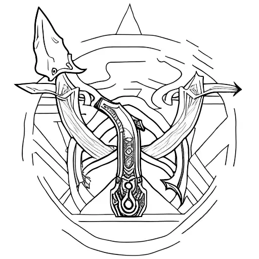 leviathan axe from god of war videogame tattoo design idea