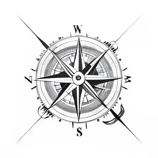 Compass with rifle on it tattoo design idea