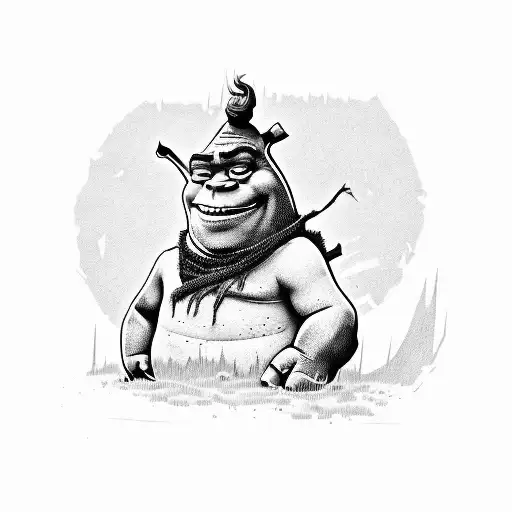 brutal shrek tattoo design idea