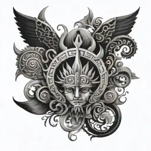 Turkish mythology motifs tattoo design idea