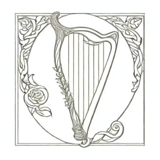 Gaelic harp tattoo design idea