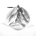 A scientific formula merging with a mountain peak resembling Mount Kailash tattoo design idea