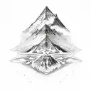 A scientific formula merging with a mountain peak resembling Mount Kailash tattoo design idea