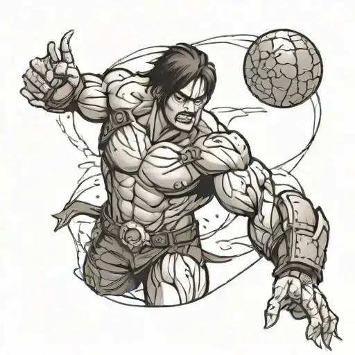Eren Jäger as Titan carrying a rock, but instead of the rock he’s carrying the planet earth.  tattoo design idea