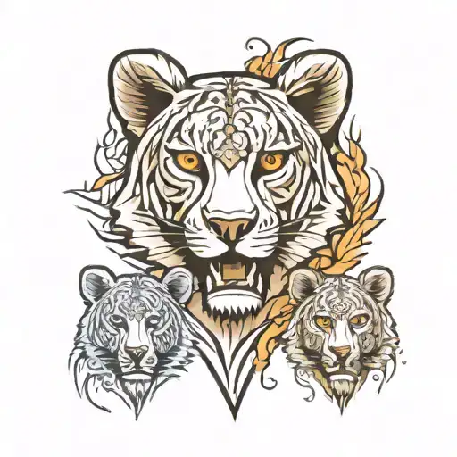 3 cubs face only tattoo design idea