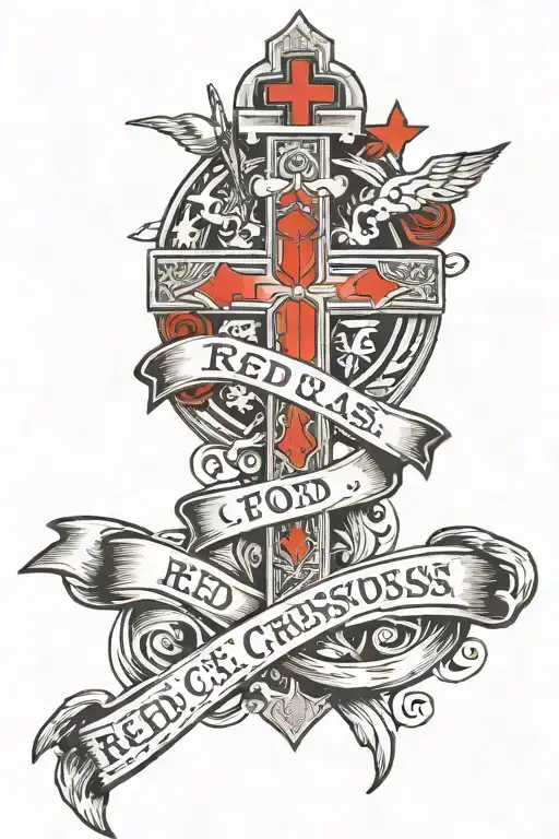 red cross above numbers 207 tattoo design idea
