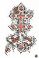 red cross above numbers 207 tattoo design idea