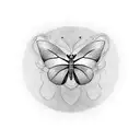  a Minimalist Fine LINE tattoo of a butterfly written purpose in a legible and elegant script. let it be delicate tattoo design idea